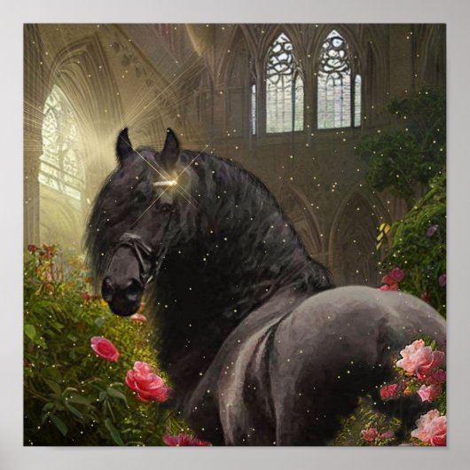 Black Beauty Friesian Horse - Poster (Voorkant)