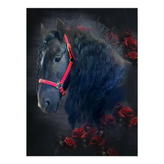 Black Beauty Friesian Horse - Poster (Voorkant)
