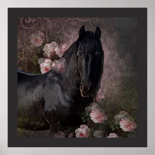 Black Beauty Friesian Horse - Poster (Voorkant)