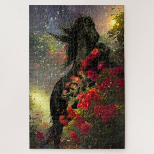 Black Beauty Friesian Horse - Puzzle Legpuzzel (Verticaal)