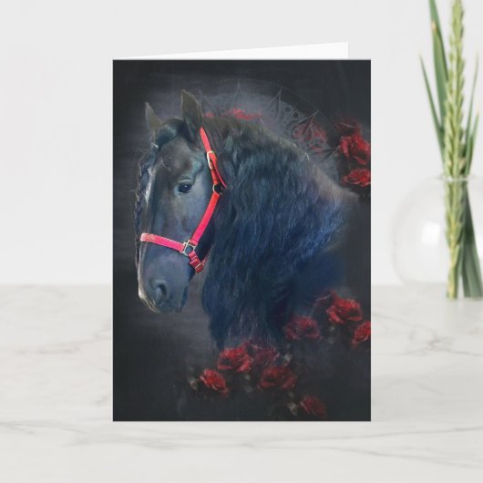 Black Beauty Friesian Horse - Wenskaart Bedankkaart (Voorkant)