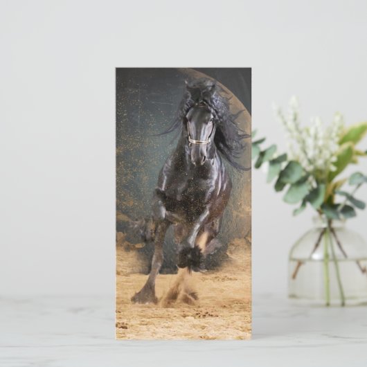 Black Beauty Friesian Horse - Wenskaart Bedankkaart (Staand voorkant)