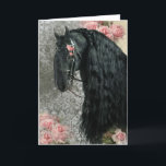 Black Beauty Friesian Horse - Wenskaart Feestdagen Kaart<br><div class="desc">Verspreid je liefde voor paarden met ons prachtige Friese Wenskaart! Foto-editie,  patroon en Rozen!</div>