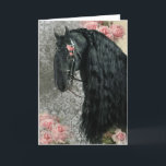 Black Beauty Friesian Horse - Wenskaart Feestdagen Kaart<br><div class="desc">Verspreid je liefde voor paarden met ons prachtige Friese Wenskaart! Foto-editie, patroon en Rozen!</div>