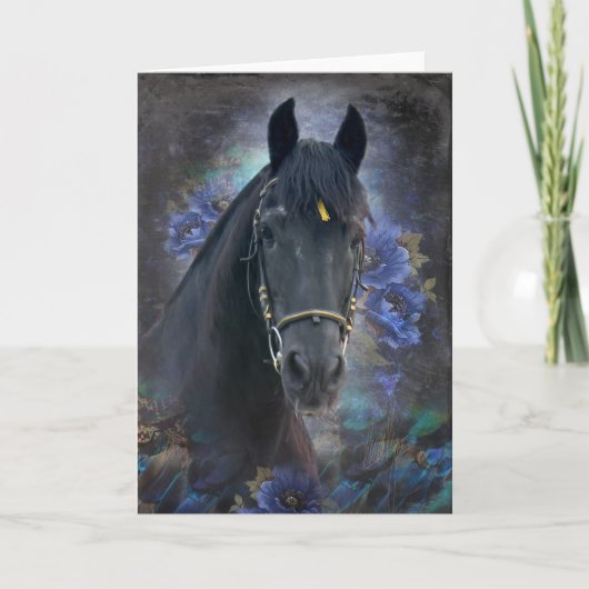 Black Beauty Friesian Horse - Wenskaart Kaart (Voorkant)