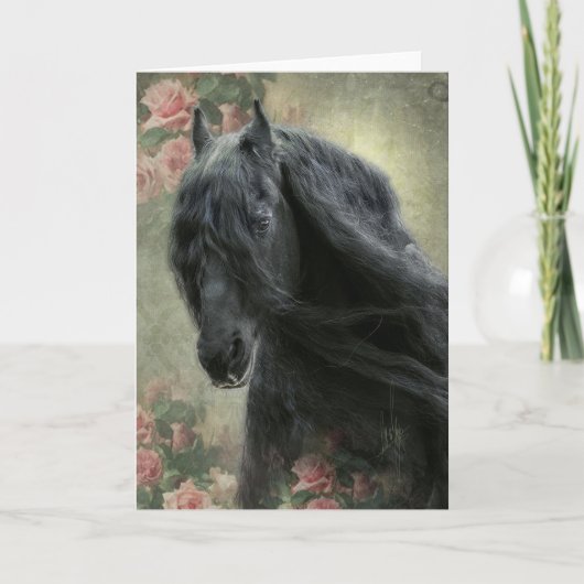Black Beauty Friesian Horse - Wenskaart Kaart (Voorkant)