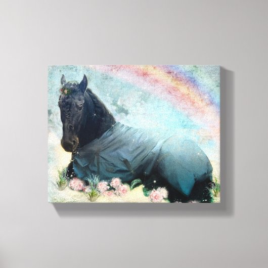Black Beauty Friesian Horse - Wrapped Canvas (Voorkant)