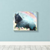 Black Beauty Friesian Horse - Wrapped Canvas (Insitu (Houten vloer))