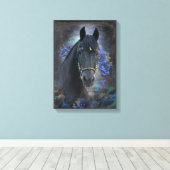 Black Beauty Friesian Horse - Wrapped Canvas (Insitu (Houten vloer))