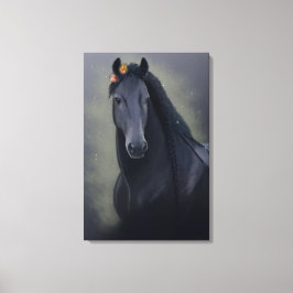 Black Beauty Friesian Horse - Wrapped Canvas