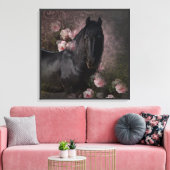 Black Beauty Friesian Horse - Wrapped Canvas (Insitu (Woonkamer))