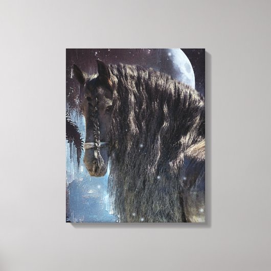 Black Beauty Friesian Horse - Wrapped Canvas (Voorkant)
