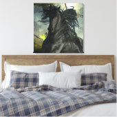 Black Beauty Friesian Horse - Wrapped Canvas (Insitu (Slaapkamer))