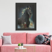 Black Beauty Friesian Horse - Wrapped Canvas (Insitu (Woonkamer))