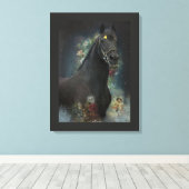 Black Beauty Friesian Horse - Wrapped Canvas (Insitu (Houten vloer))