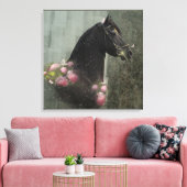 Black Beauty Friesian Horse - Wrapped Canvas (Insitu (Woonkamer))