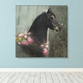 Black Beauty Friesian Horse - Wrapped Canvas (Insitu (Houten vloer))