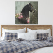 Black Beauty Friesian Horse - Wrapped Canvas (Insitu (Slaapkamer))
