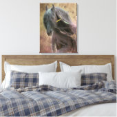 Black Beauty Friesian Horse - Wrapped Canvas (Insitu (Slaapkamer))