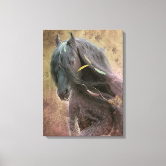 Black Beauty Friesian Horse - Wrapped Canvas (Voorkant)