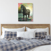 Black Beauty Friesian Horse - Wrapped Canvas (Insitu (Slaapkamer))