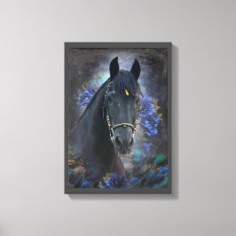 Black Beauty Friesian Horse - Wrapped Canvas Afdruk