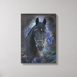 Black Beauty Friesian Horse - Wrapped Canvas Afdruk