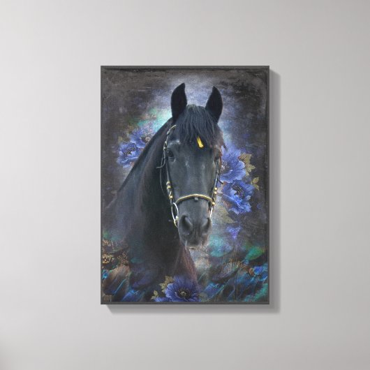 Black Beauty Friesian Horse - Wrapped Canvas Afdruk (Voorkant)