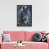 Black Beauty Friesian Horse - Wrapped Canvas Afdruk (Insitu (Woonkamer))