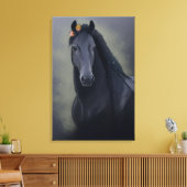 Black Beauty Friesian Horse - Wrapped Canvas Afdruk (Insitu (Woonkamer))