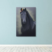 Black Beauty Friesian Horse - Wrapped Canvas Afdruk (Insitu (Houten vloer))
