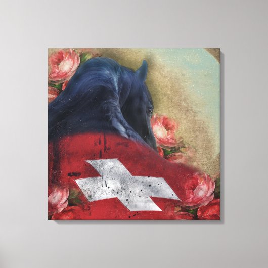 Black Beauty Friesian Horse - Wrapped Canvas Afdruk (Voorkant)