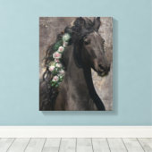 Black Beauty Friesian Horse - Wrapped Canvas Afdruk (Insitu (Houten vloer))