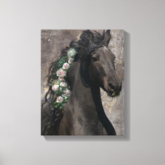 Black Beauty Friesian Horse - Wrapped Canvas Afdruk (Voorkant)