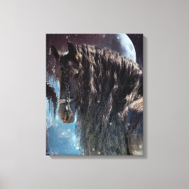 Black Beauty Friesian Horse - Wrapped Canvas Afdruk