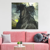 Black Beauty Friesian Horse - Wrapped Canvas Afdruk (Insitu (Woonkamer))
