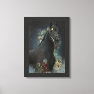 Black Beauty Friesian Horse - Wrapped Canvas Afdruk