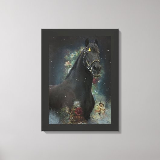 Black Beauty Friesian Horse - Wrapped Canvas Afdruk (Voorkant)