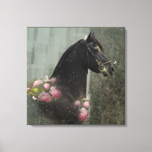 Black Beauty Friesian Horse - Wrapped Canvas Afdruk