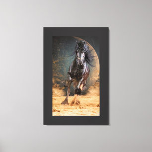 Black Beauty Friesian Horse - Wrapped Canvas Afdruk
