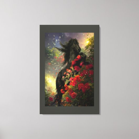 Black Beauty Friesian Horse - Wrapped Canvas Afdruk (Voorkant)