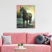 Black Beauty Friesian Horse - Wrapped Canvas Afdruk (Insitu (Woonkamer))