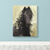 Black Beauty Friesian Horse - Wrapped Canvas Afdruk (Insitu (Houten vloer))