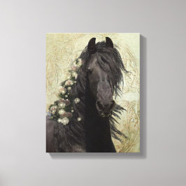 Black Beauty Friesian Horse - Wrapped Canvas Afdruk