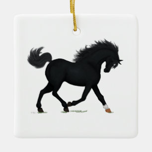 Black Beauty gepersonaliseerd kerstpaard Pony Keramisch Ornament