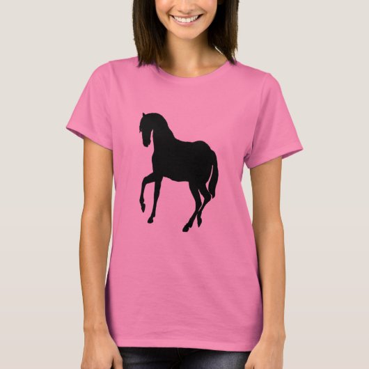 Black Beauty Horse in Roze Dames LSleeve T-shirt (Voorkant)