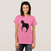 Black Beauty Horse in Roze Dames LSleeve T-shirt (Voorkant volledig)