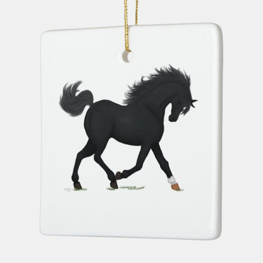 Black Beauty Horse Pony Equestrian Charm Durant Keramisch Ornament (Links)