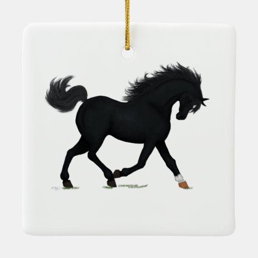 Black Beauty Horse Pony Equestrian Charm Durant Keramisch Ornament (Achterkant)