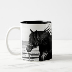 Black Beauty Horse Tweekleurige Koffiemok